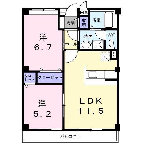 サン・カントリー(2LDK/2階)の間取り写真