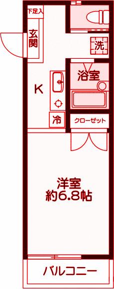 セリーヌ大口(1K/2階)の間取り写真