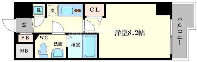 レジュールアッシュ難波南III(1K/2階)の間取り写真
