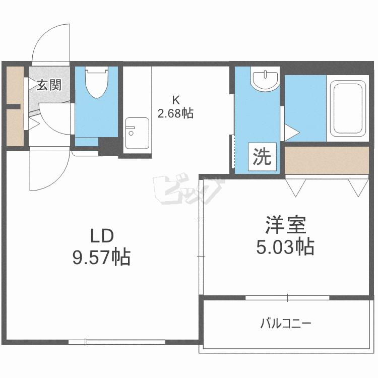 LILAC壱番館(1LDK/2階)の間取り写真