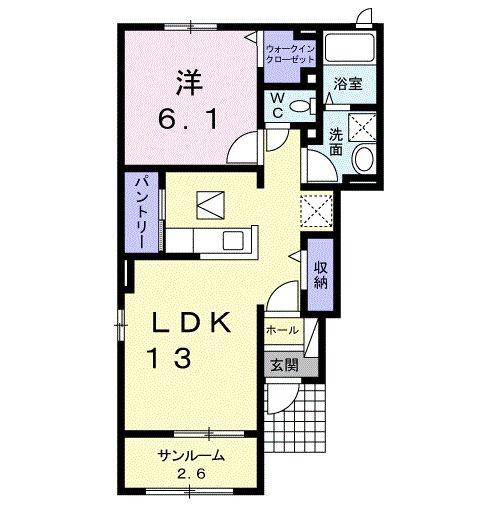 アルバI(1LDK/1階)の間取り写真