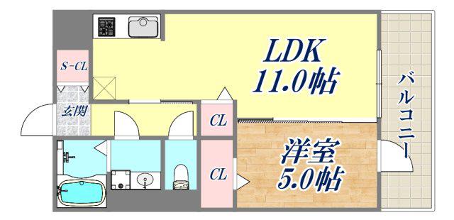 グランメールタカミ(1LDK/3階)の間取り写真
