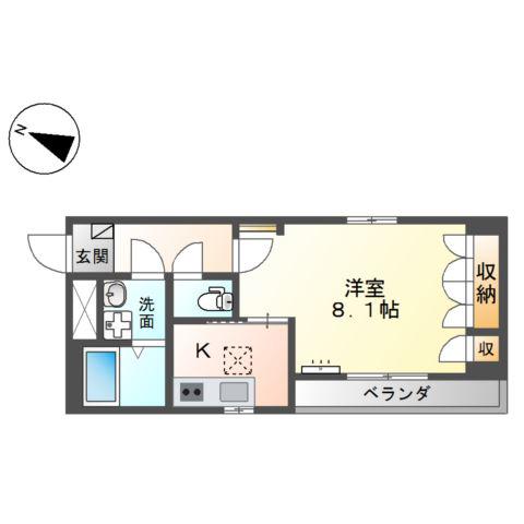 アップフィールド新倉敷(1K/1階)の間取り写真