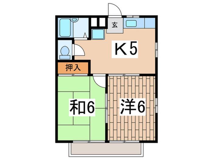 望み通南林間(2K/2階)の間取り写真