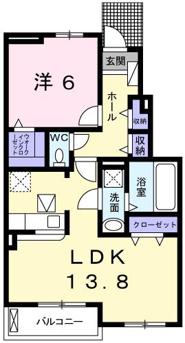 エピナールII(1LDK/1階)の間取り写真