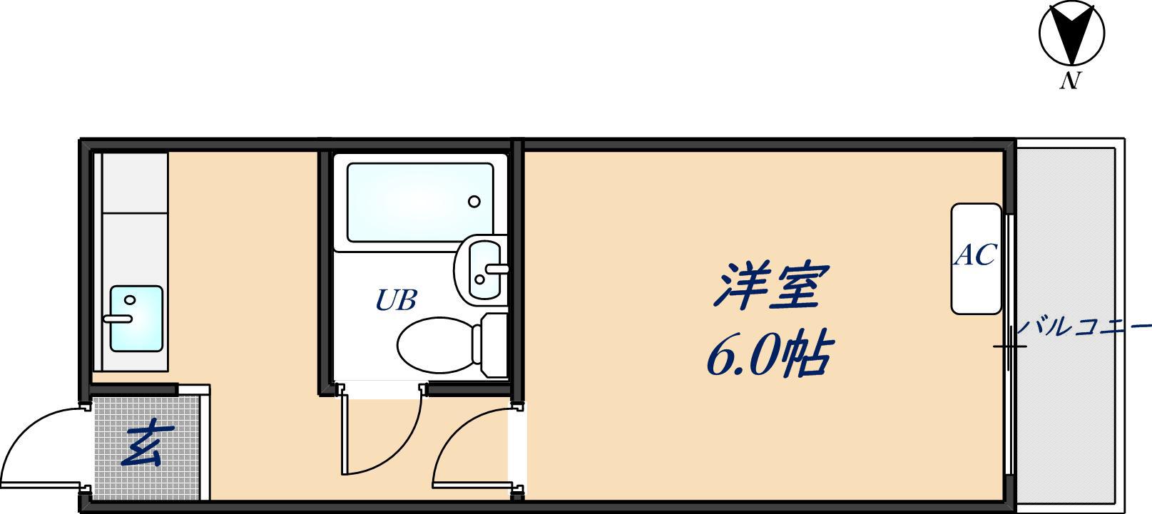 ラフォーレ新石切西棟(1K/2階)の間取り写真