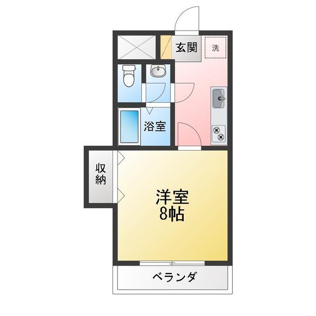 コナハウス(1K/4階)の間取り写真