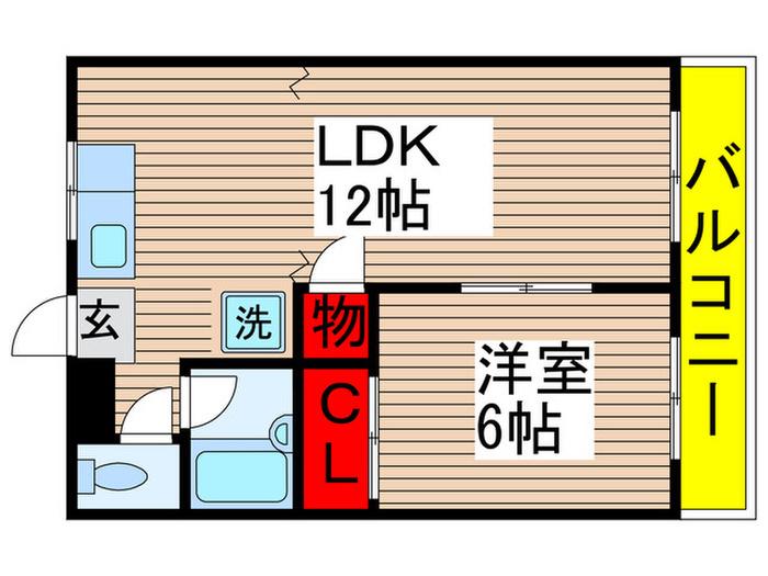 レジデンス岡野II(1LDK/1階)の間取り写真