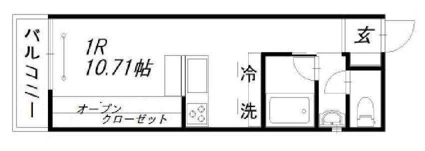 リトル・グレイス(ワンルーム/2階)の間取り写真
