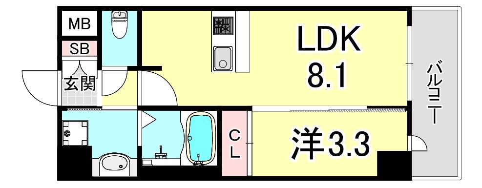 プレサンスブルーム新神戸(1LDK/5階)の間取り写真