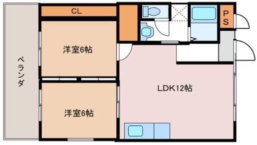 ジュネスKASUGA(2LDK/2階)の間取り写真
