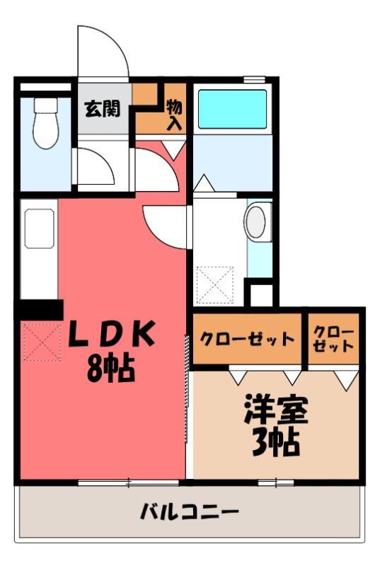 マリオーネ八千代(1LDK/3階)の間取り写真