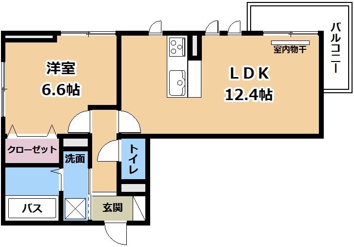 LUMIEREDUSOIRDEUX(1LDK/2階)の間取り写真