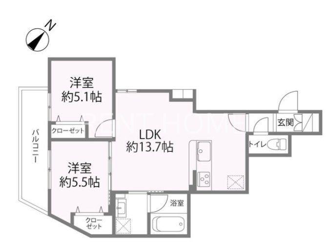REGLIA今里ノース(2LDK/2階)の間取り写真
