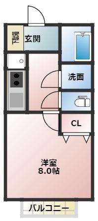モナリエ港(1K/1階)の間取り写真