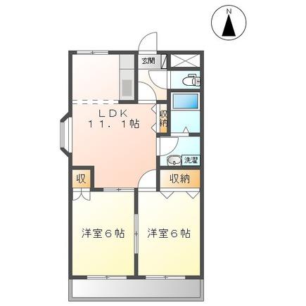 サンハイム‐MIHAMA(2LDK/1階)の間取り写真