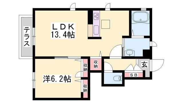 シャーメゾン西明石I(1LDK/1階)の間取り写真