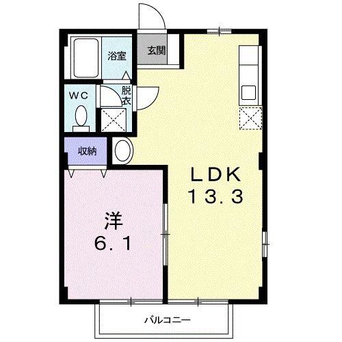 ニューシティ広川(1LDK/2階)の間取り写真