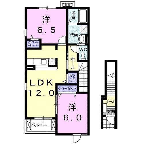 アイビーガーデンA(2LDK/2階)の間取り写真