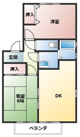ヴィラ白山(2DK/2階)の間取り写真