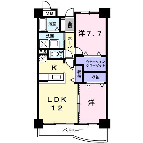 ラフレシールA(2LDK/4階)の間取り写真