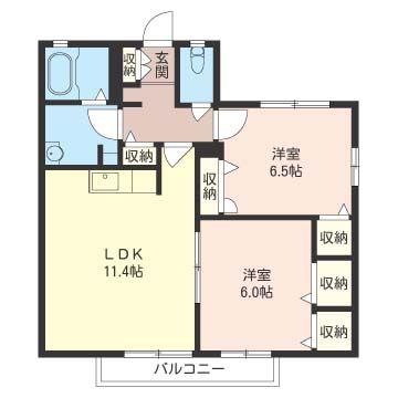 エクセルハイムA(2LDK/2階)の間取り写真