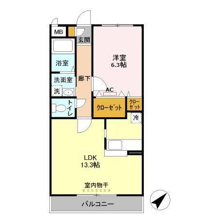 エスペランサ(1LDK/1階)の間取り写真