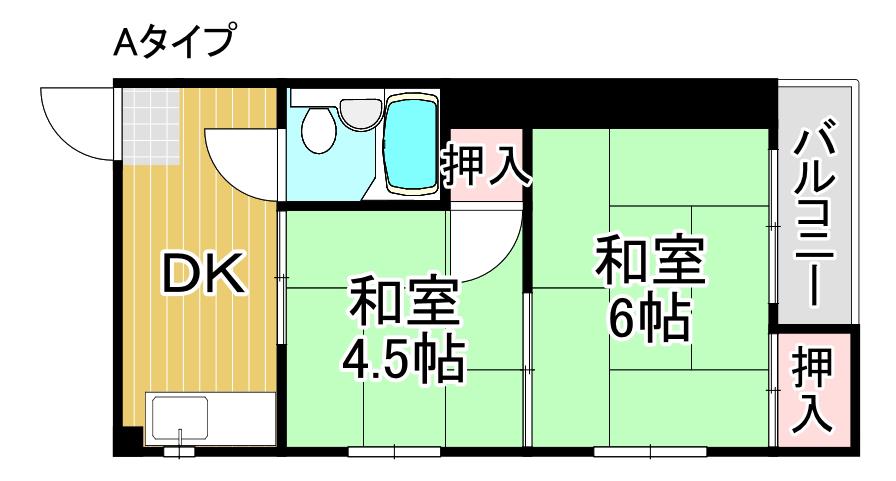 グレース岸里(2DK/1階)の間取り写真