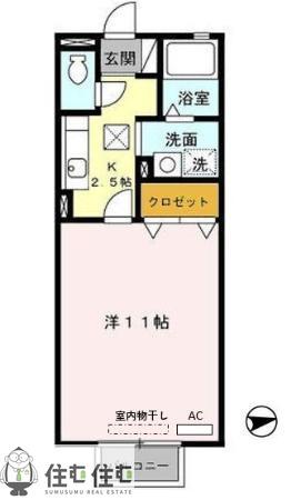 リビングタウン豊田桝塚(1K/1階)の間取り写真