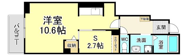 J・サクレ葛原II(ワンルーム/1階)の間取り写真