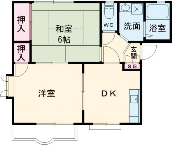 フレグランスシゲル(2DK/2階)の間取り写真