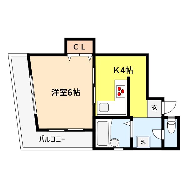 東田中屋マンション(1K/3階)の間取り写真