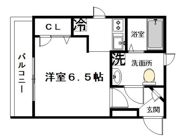プラシード溝口(1K/3階)の間取り写真