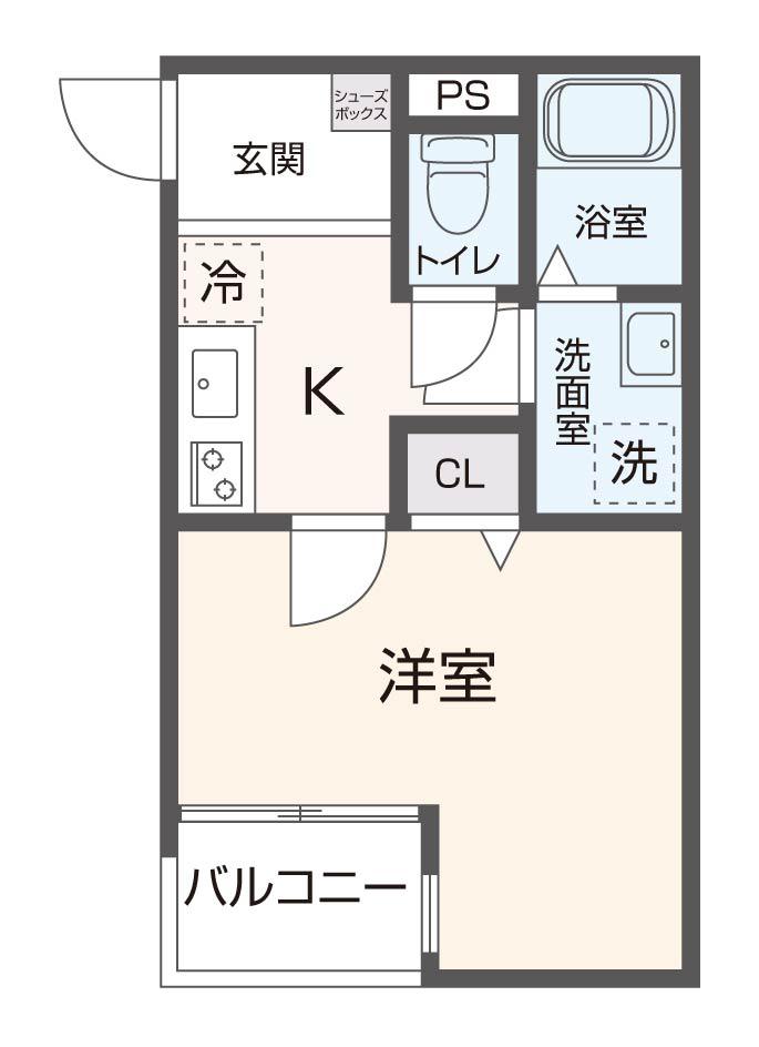ノイヴェル長瀬(1K/2階)の間取り写真