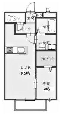 メルベーユ(1LDK/1階)の間取り写真