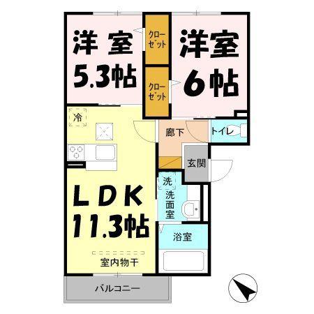 ロイヤルパレス Ⅱ番館(2LDK/1階)の間取り写真