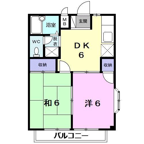 ハイライズ大和2(2DK/2階)の間取り写真