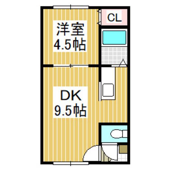 エトワールのぞみK(1DK/1階)の間取り写真