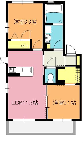プラチナトラストI(2LDK/2階)の間取り写真
