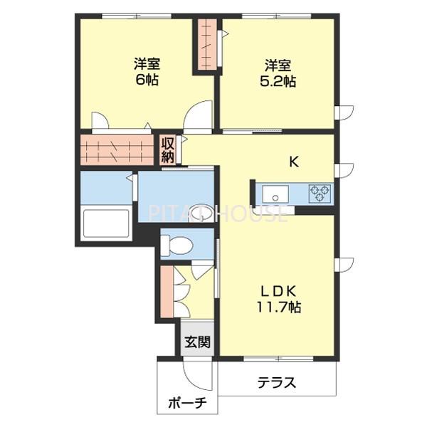 シャーメゾンふみ(2LDK/1階)の間取り写真