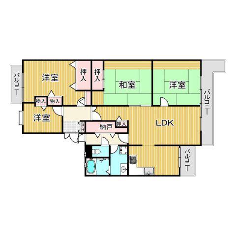 白鷹松下町マンション(4LDK/4階)の間取り写真