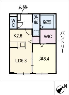PRESTIGE青葉II(1LDK/1階)の間取り写真