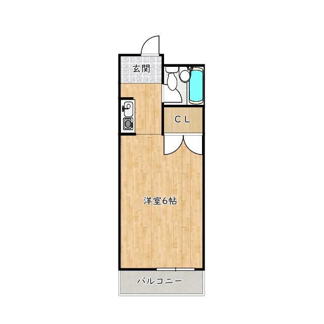 プレシャスコート岸和田(1K/2階)の間取り写真