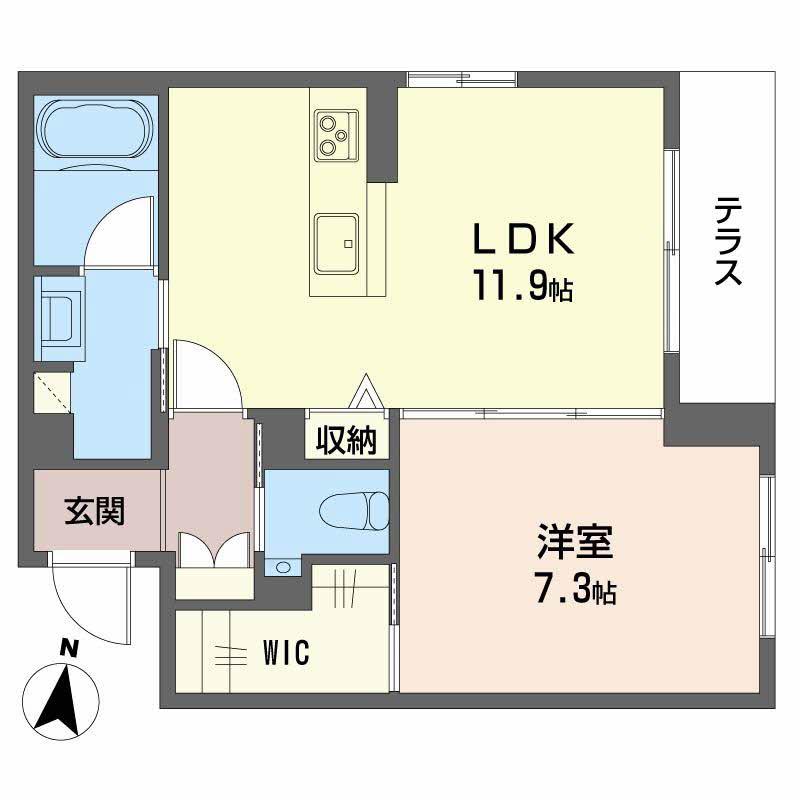 マグノリア上杉(1LDK/1階)の間取り写真