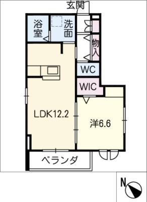 メゾンベール リゾ(1LDK/2階)の間取り写真