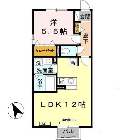 ラ・フォーレ名倉(1LDK/2階)の間取り写真