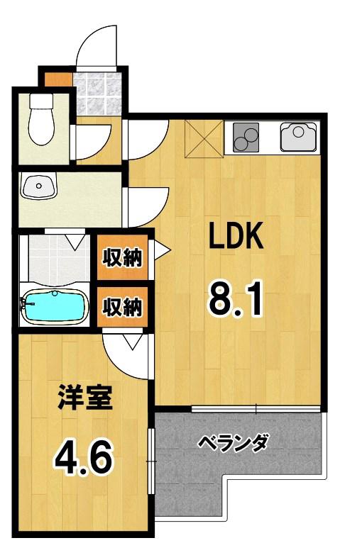 プライベートレジデンス東一条(1LDK/3階)の間取り写真