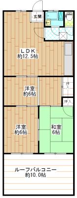 万葉上菅田マンション(3LDK/3階)の間取り写真