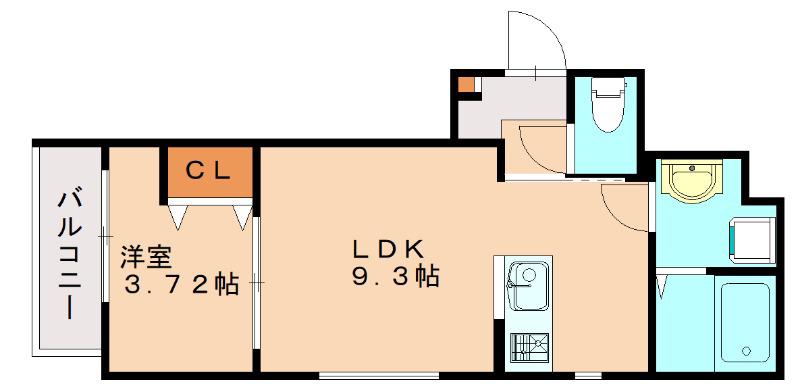 CHERIM竹下III(1LDK/3階)の間取り写真