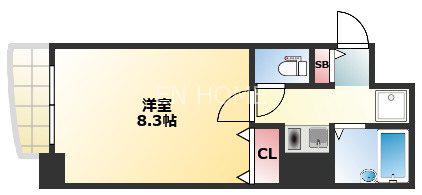 クレセント谷町(1K/4階)の間取り写真